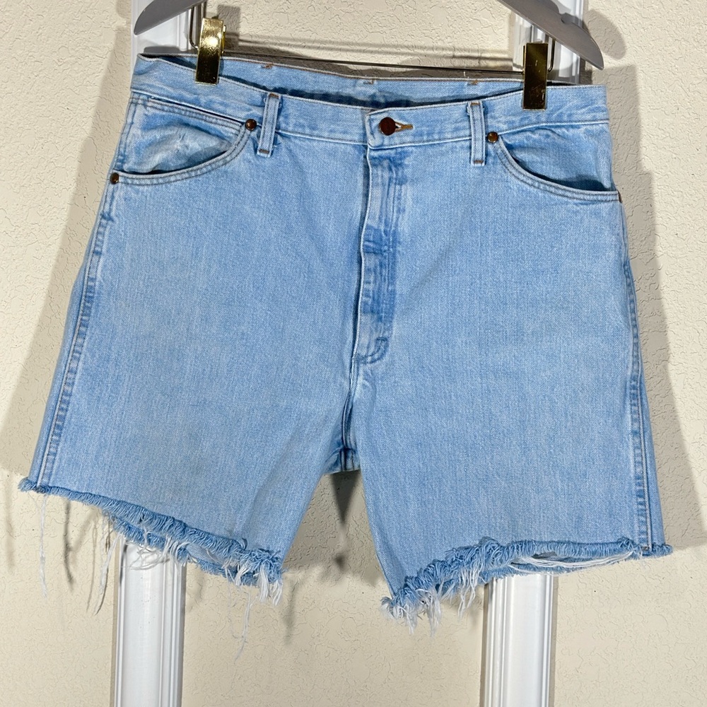 Wrangler Vintage‎ Denim Cutoff Shorts Womens 35 High Rise Frayed Hem Distressed